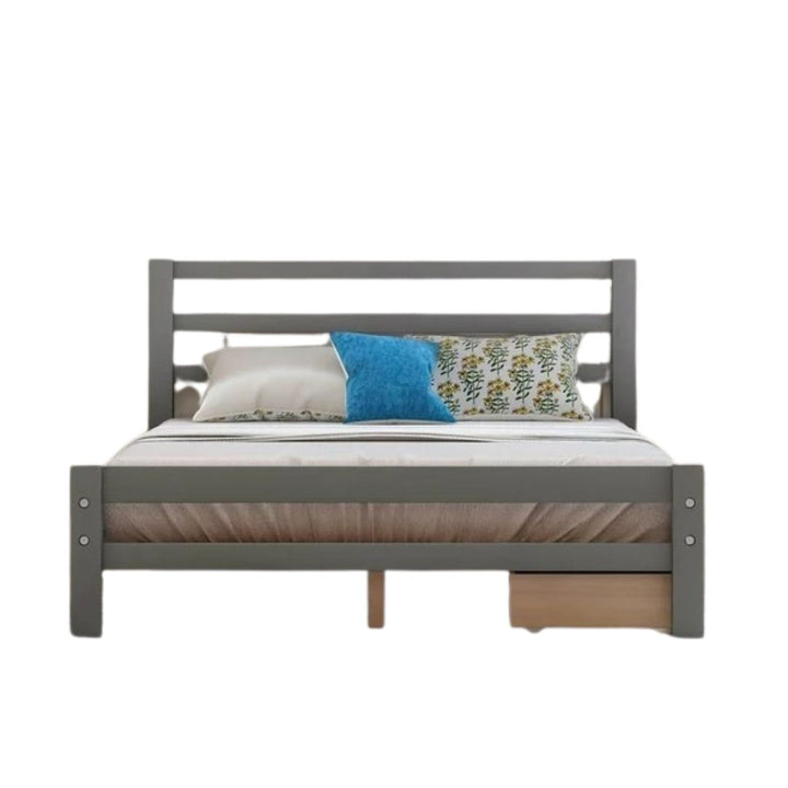 Gray Solid and Manufactured Wood Full Bed