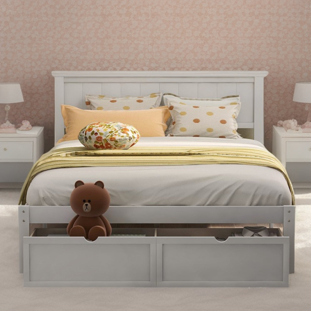 White Solid and Manufactured Wood Full Bed