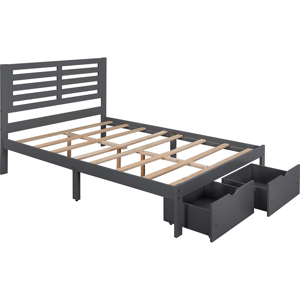 Gray Solid and Manufactured Wood Full Bed