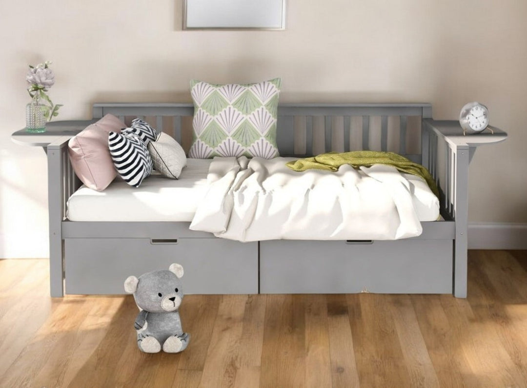 Gray Solid and Manufactured Wood Full Bed