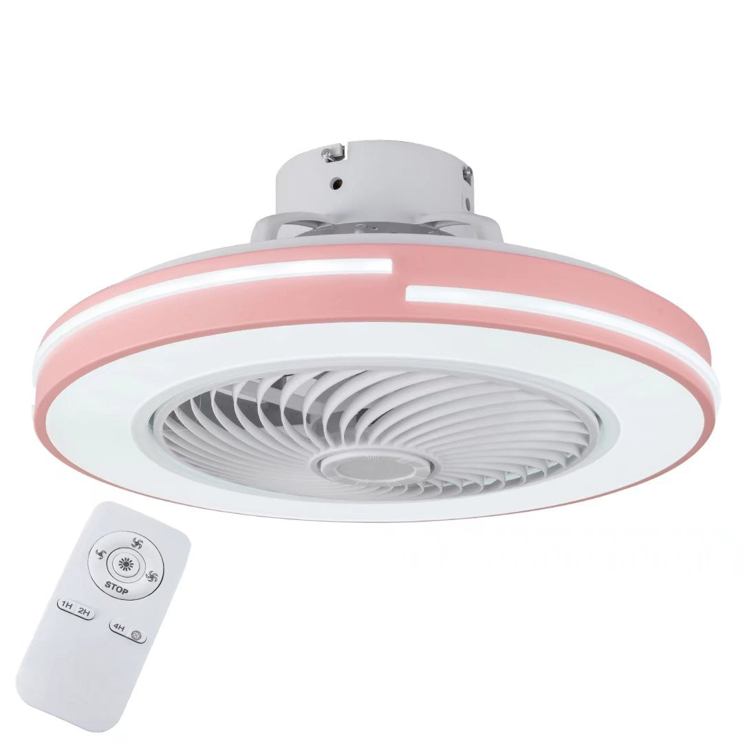 Compact Pink LED Ceiling Fan and Light