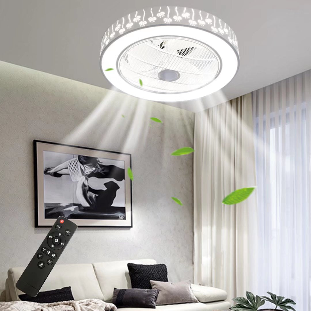 Modern Ceiling Fan and Light With Flower Details