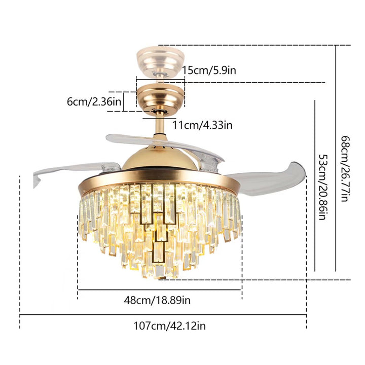 Luxurious Gold Crystal Chandelier Ceiling Fan