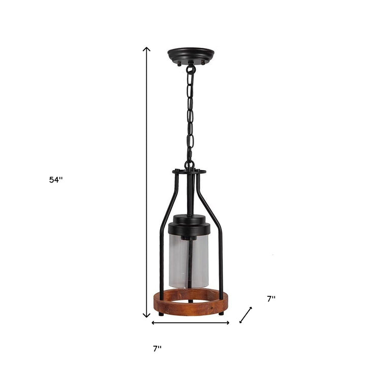 Brown Retro Metal And Wood Pendant Lamp