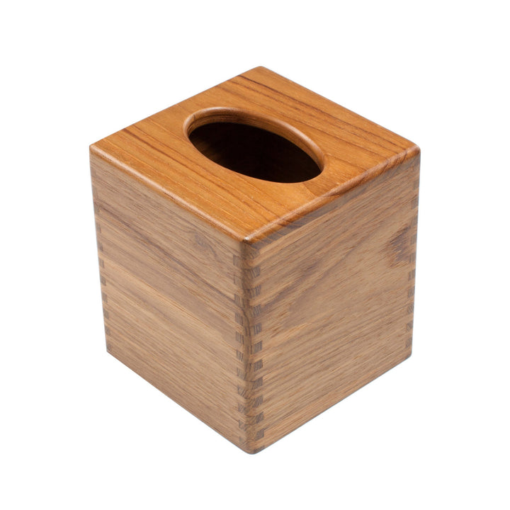 Traditional Solid Teak Square Tissue Box Cover