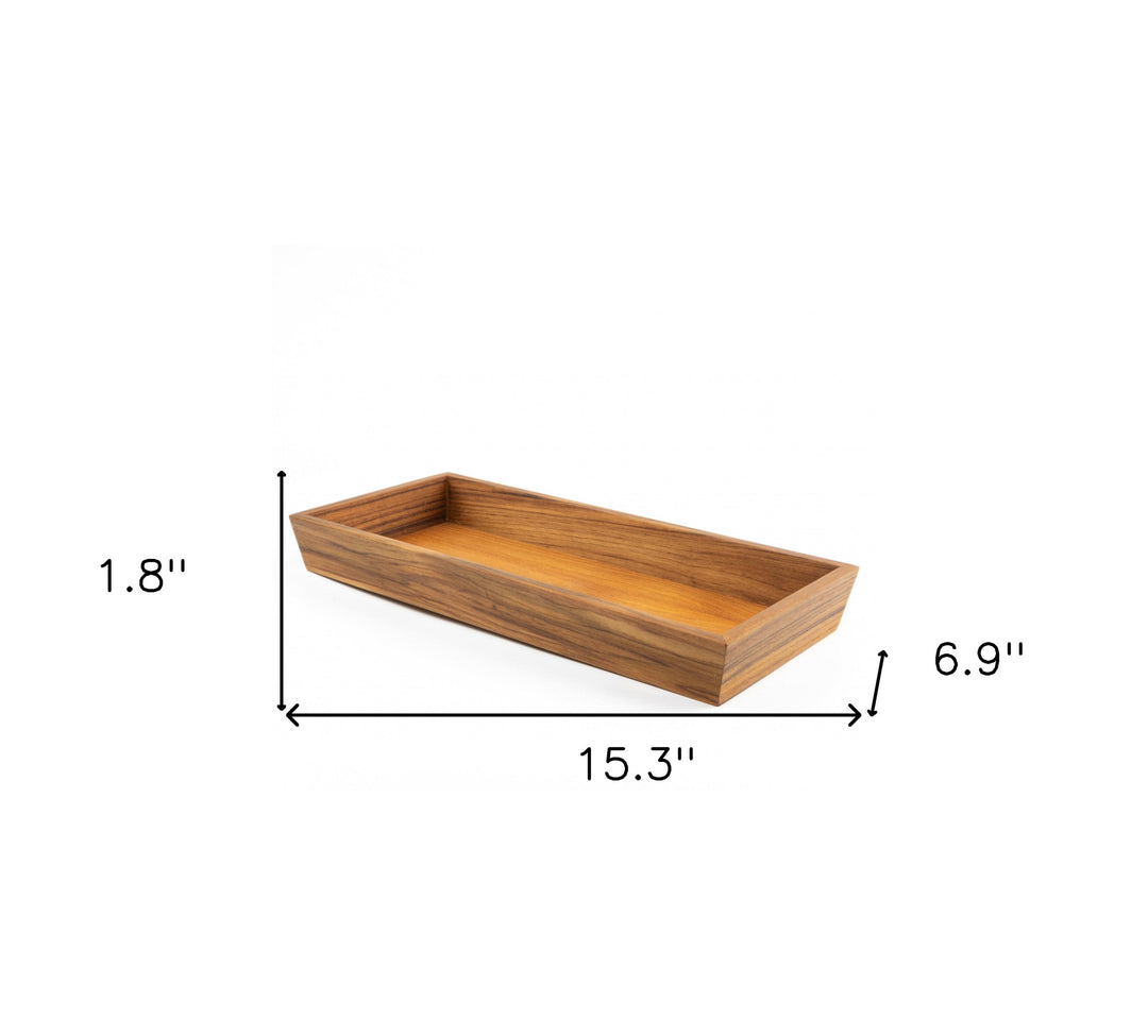 15" Brown Solid Teak Vanity Tray