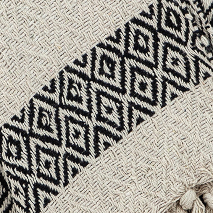 Black and Beige Diamond Weave Soft Cotton Handloom Throw