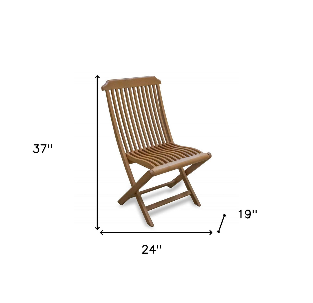 24" Brown Solid Wood Indoor Outdoor Deck Chair