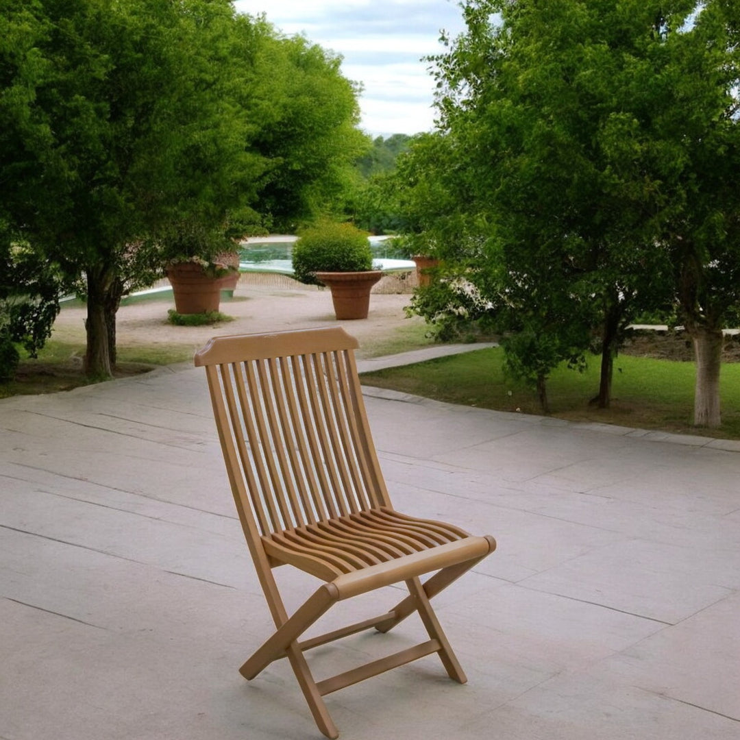 24" Brown Solid Wood Indoor Outdoor Deck Chair