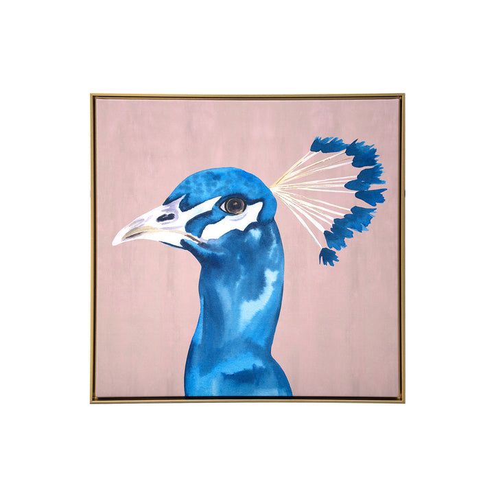 Peacock Portrait Gold Floater Frame p-Oxybis(benzenesulfonyl hydrazide) Wall Art