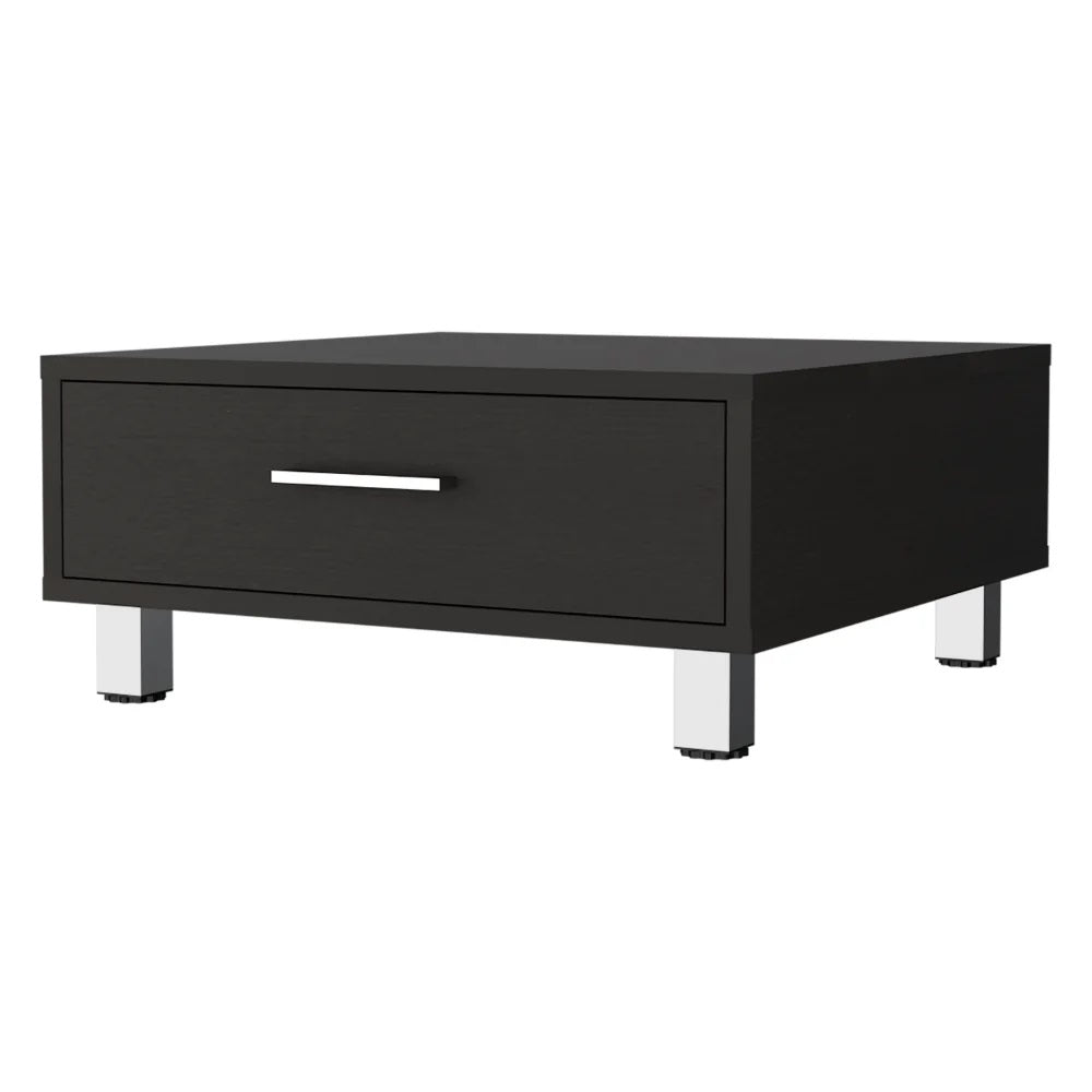 24" Black Coffee Table With Drawer