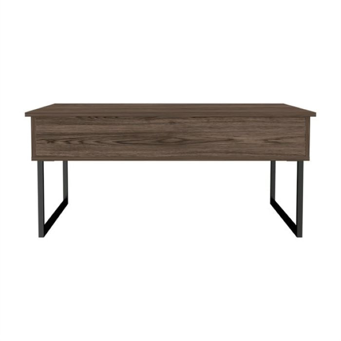 41" Dark Brown And Black Metal Lift Top Coffee Table