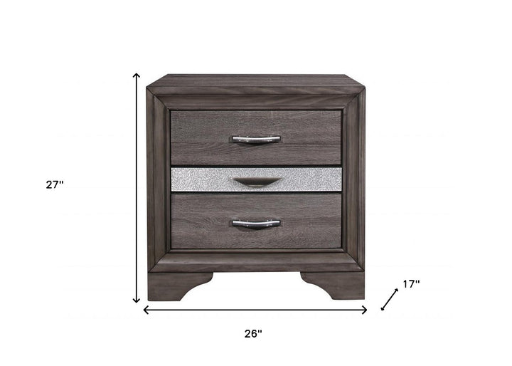 27" Gray Two Drawer Nightstand