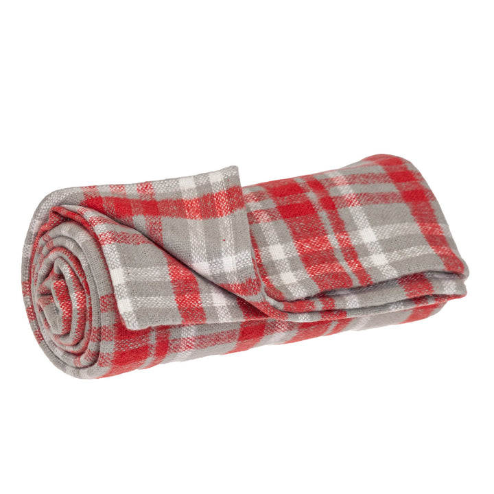 Red Woven Cotton Plaid Throw Blanket