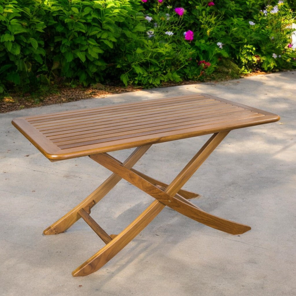 43" Brown Solid Wood Folding Outdoor Picnic Table