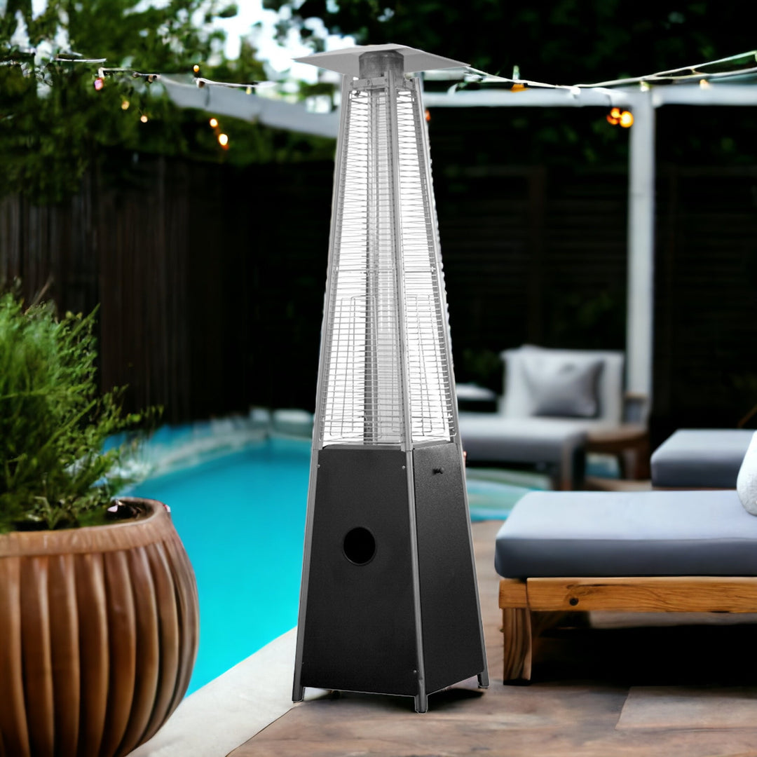 41000 BTU Black Steel Propane Triangular Pyramid Standing Patio Heater