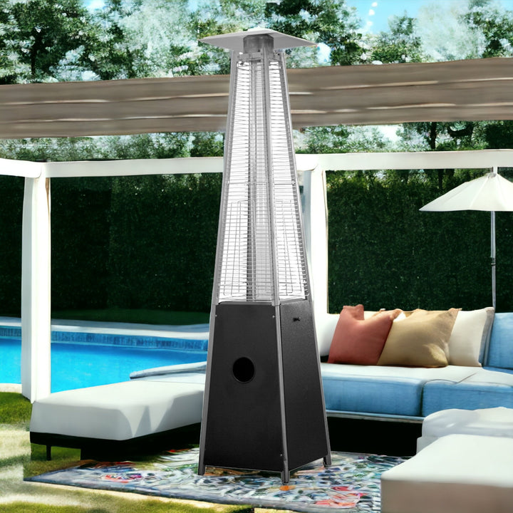 41000 BTU Black Steel Propane Triangular Pyramid Standing Patio Heater