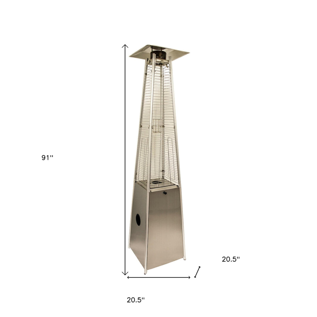 41000 BTU Silver Steel Propane Triangular Pyramid Standing Patio Heater