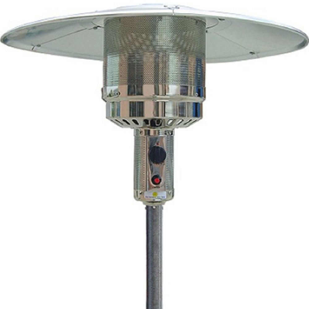 48000 BTU Silver Steel Propane Cylindrical Pole Standing Patio Heater