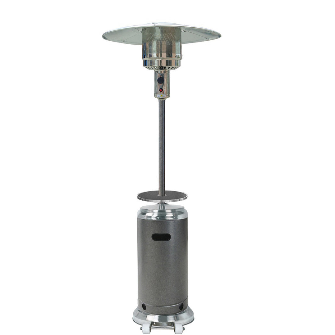 48000 BTU Silver Steel Propane Cylindrical Pole Standing Patio Heater