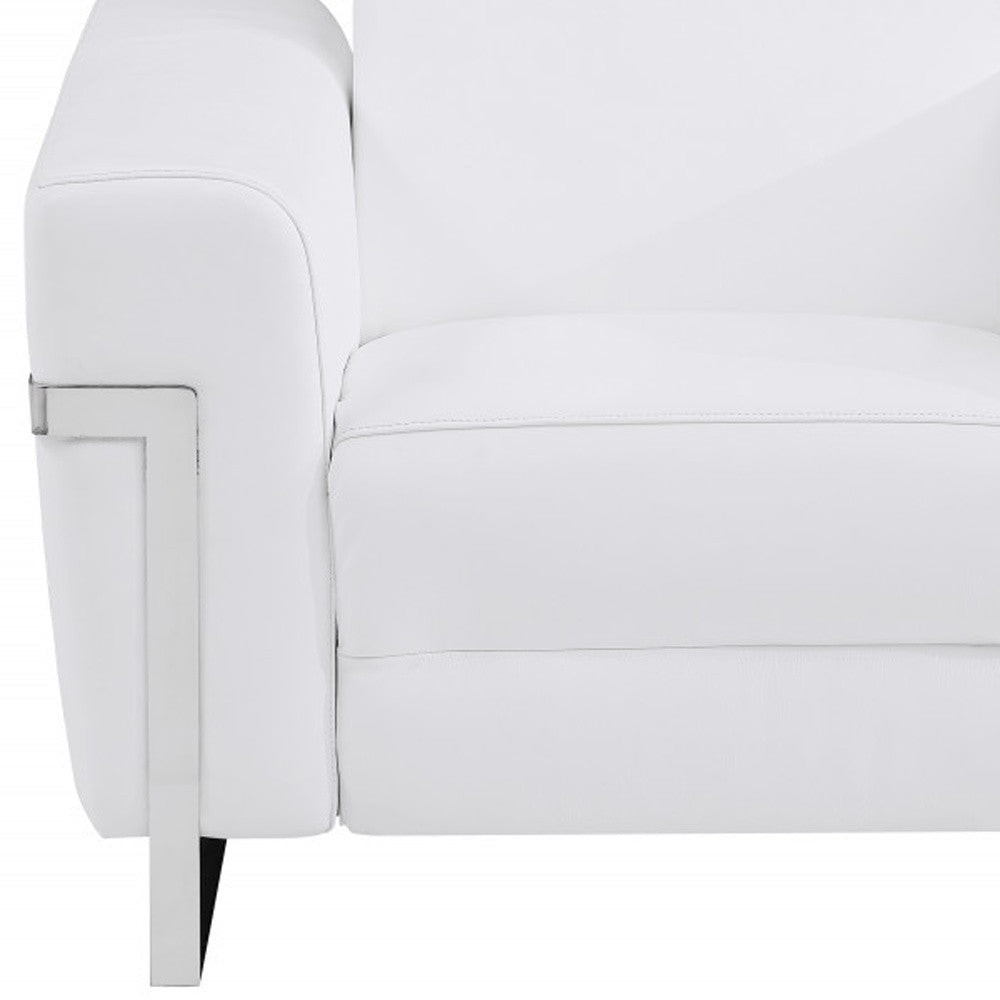 41" White Italian Leather Power Recliner Chair