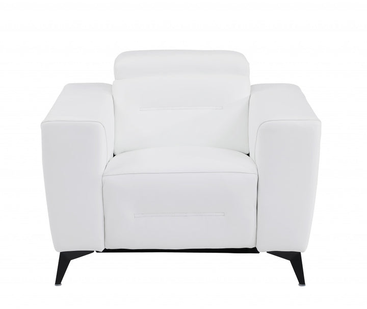 41" White Italian Leather Power Recliner Chair