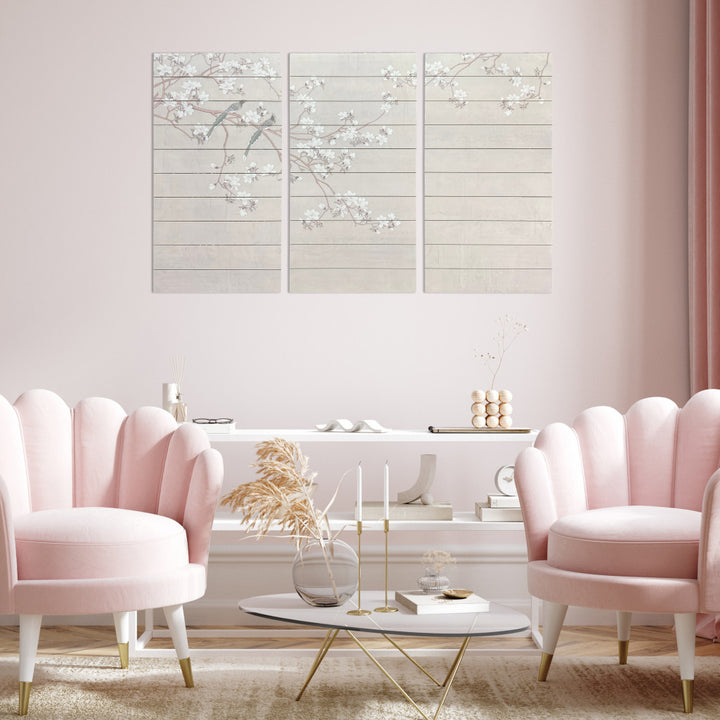 Birds and Blossoms Unframed Wood Wall Art