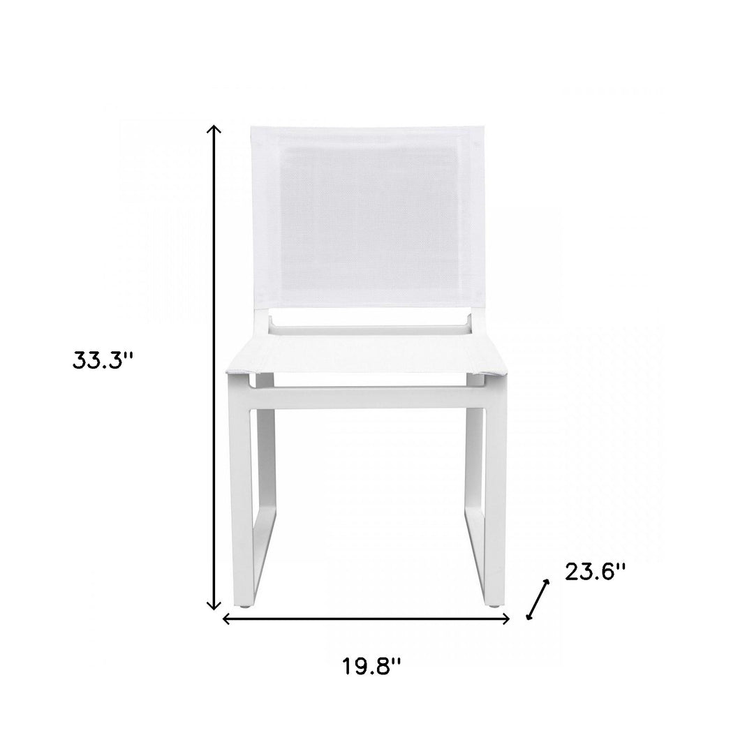 Set of Two 20" White Aluminum Indoor Outdoor Dining Chair