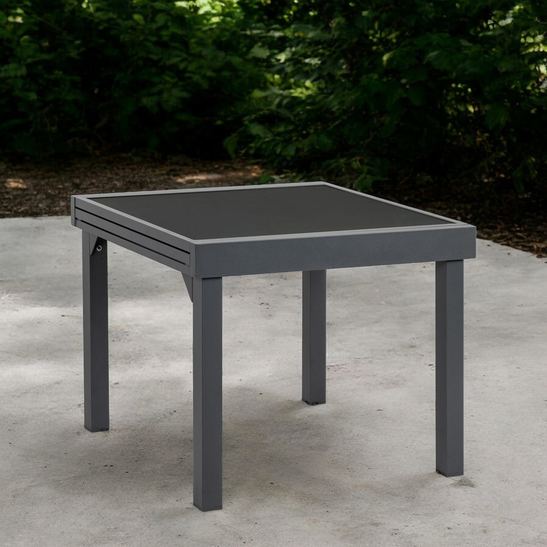 35" Gray Square Metal Extendable Outdoor Side Table