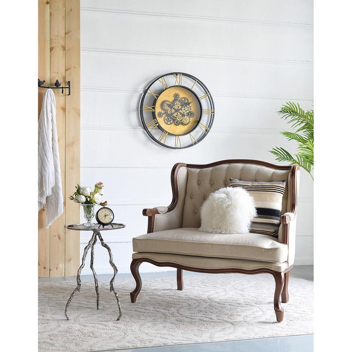 28" Circle Copper Metal and Glass Analog Exposed Gear Wall Clock