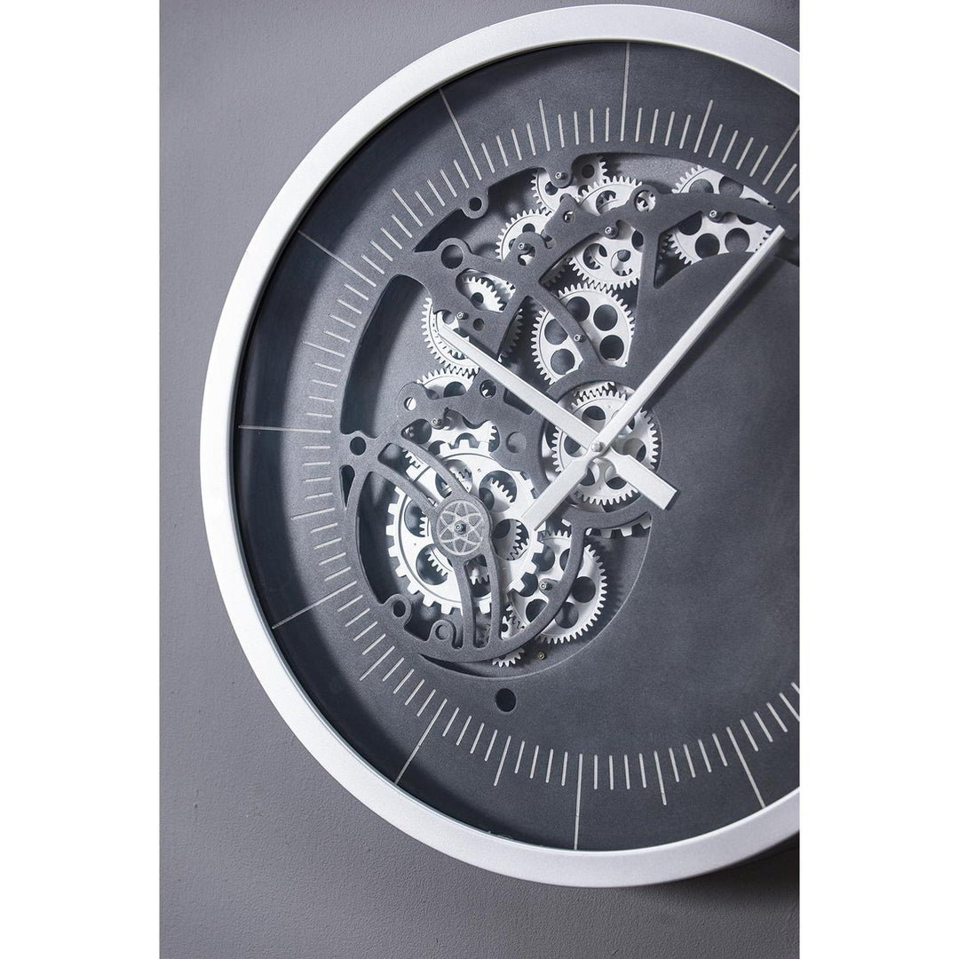 23" Circle Black and Silver Wood and Glass Analog Wall Clock