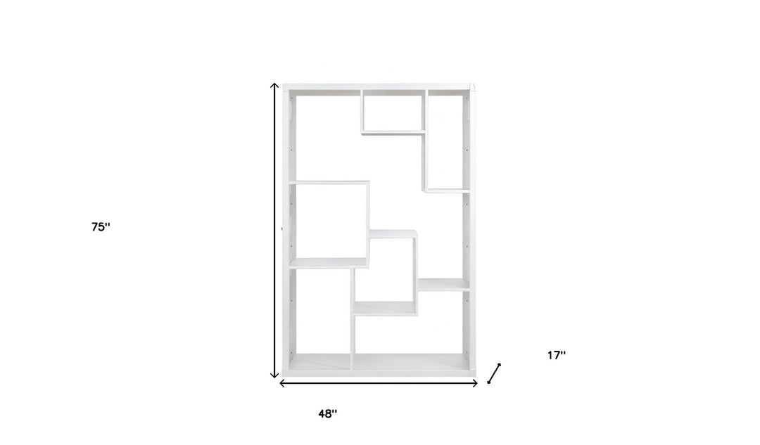 75" White Composite Zig Zag Multi Tier Bookcase