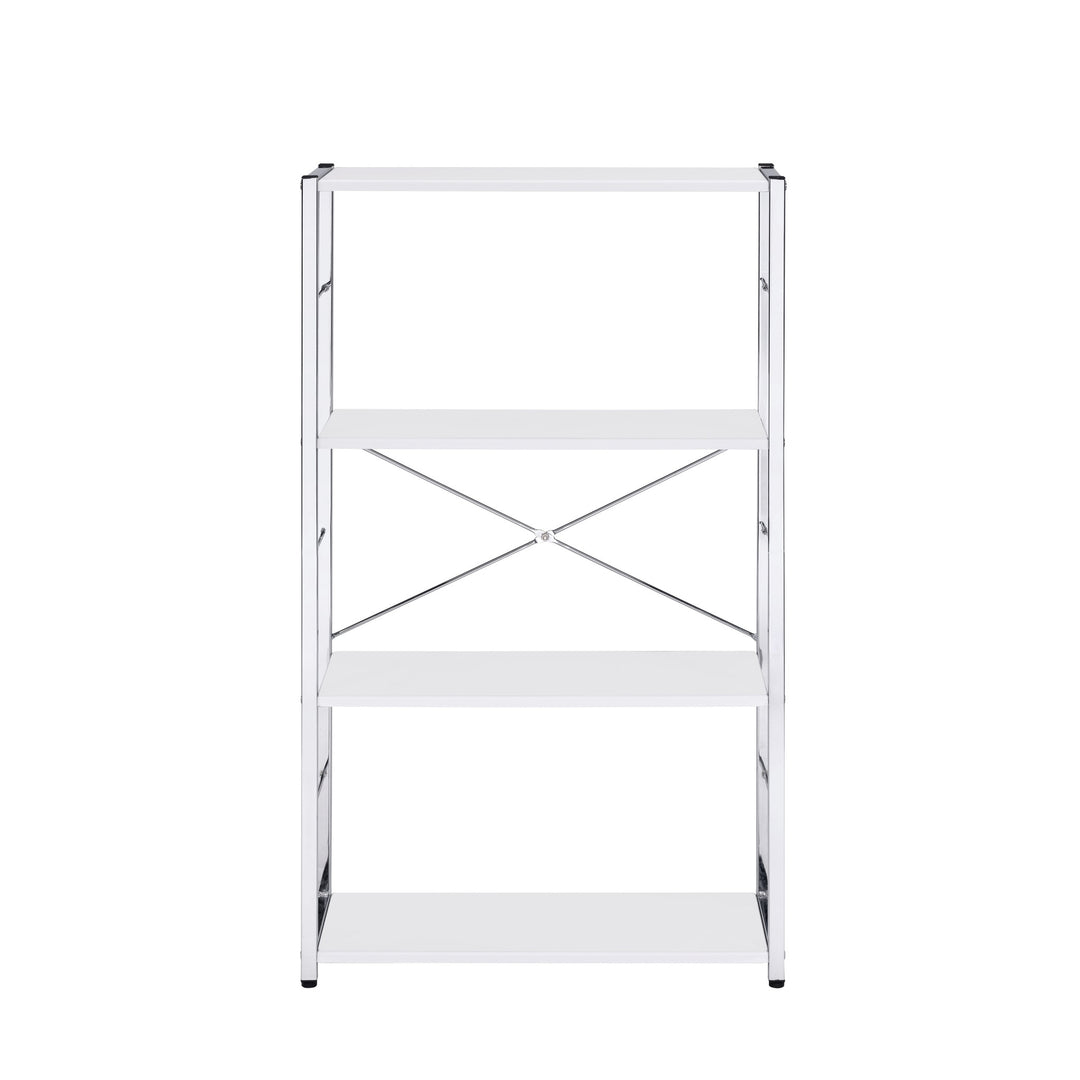 42" White Metal Four Tier Etagere Bookcase