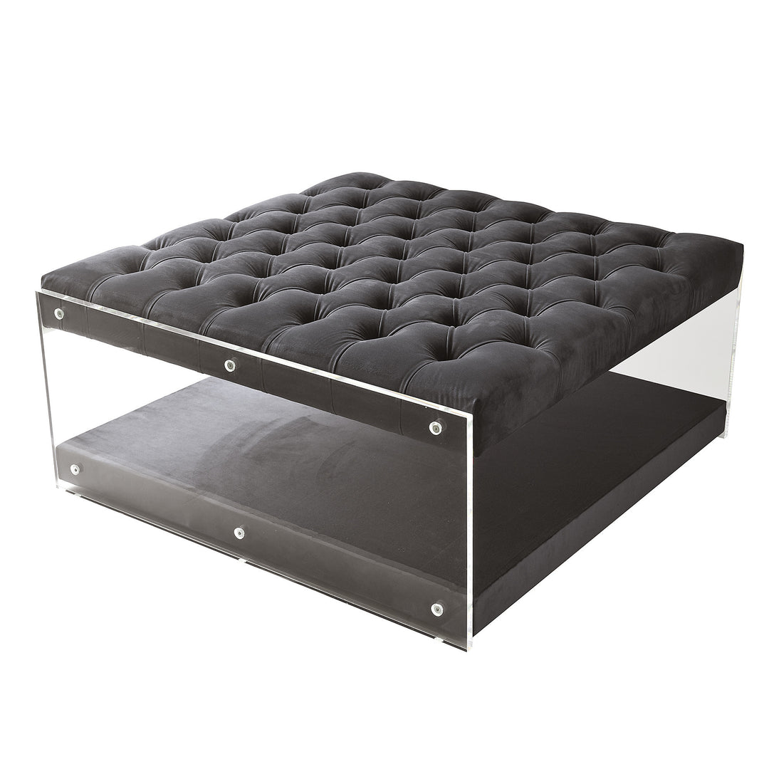 36" Gray Velvet Storage Ottoman