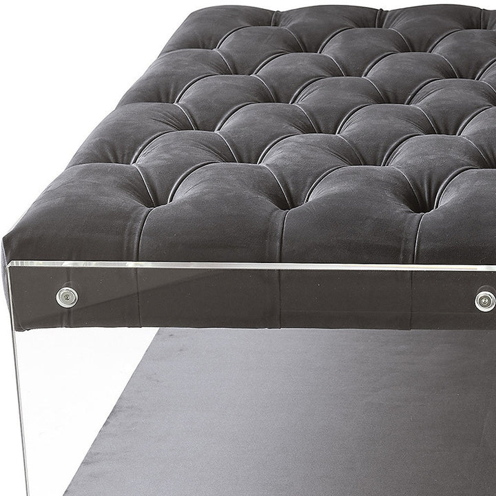 36" Gray Velvet Storage Ottoman