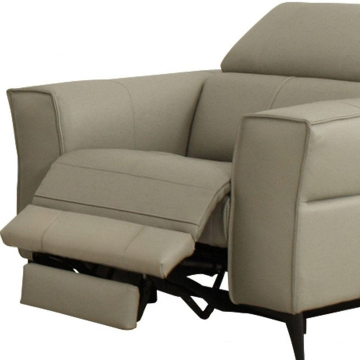 41" Light Grey Genuine Leather Power Recliner