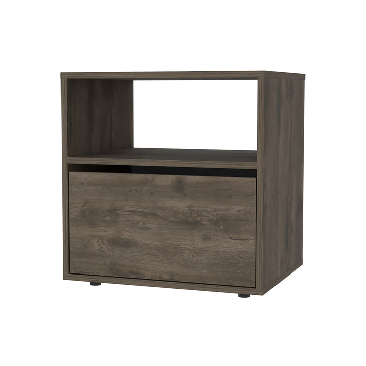 20" Dark Brown Faux Wood Nightstand With Storage