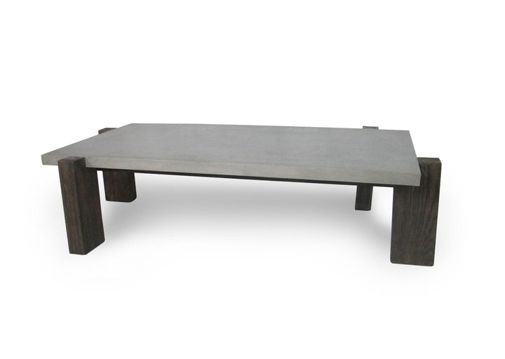 33" Walnut And Dark Grey Concrete Rectangular Coffee Table