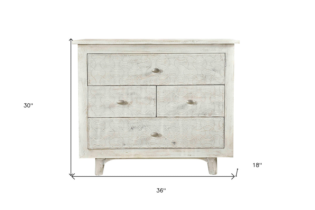 30" White Four Drawer Nightstand