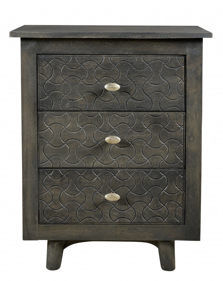 30" Gray Three Drawer Nightstand