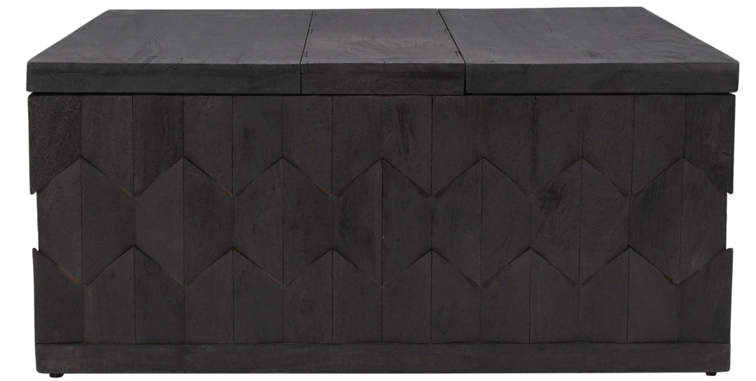 40" Dark Gray Solid Wood Square Distressed Coffee Table