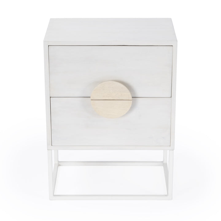 24" Off White Two Drawer Nightstand