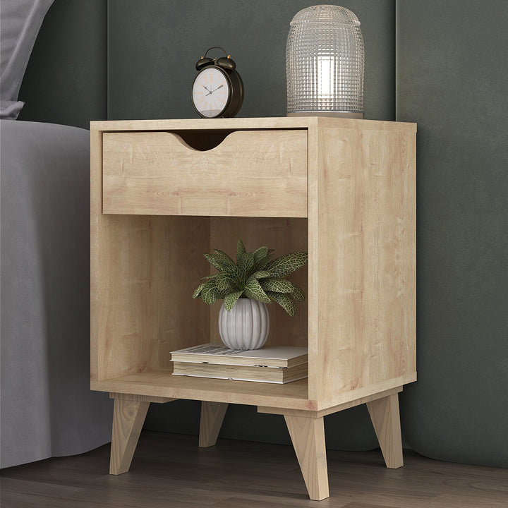 22" Natural One Drawer Nightstand