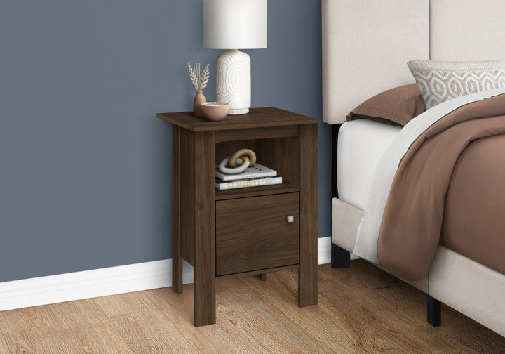 24" Walnut Nightstand with Cabinet Storage