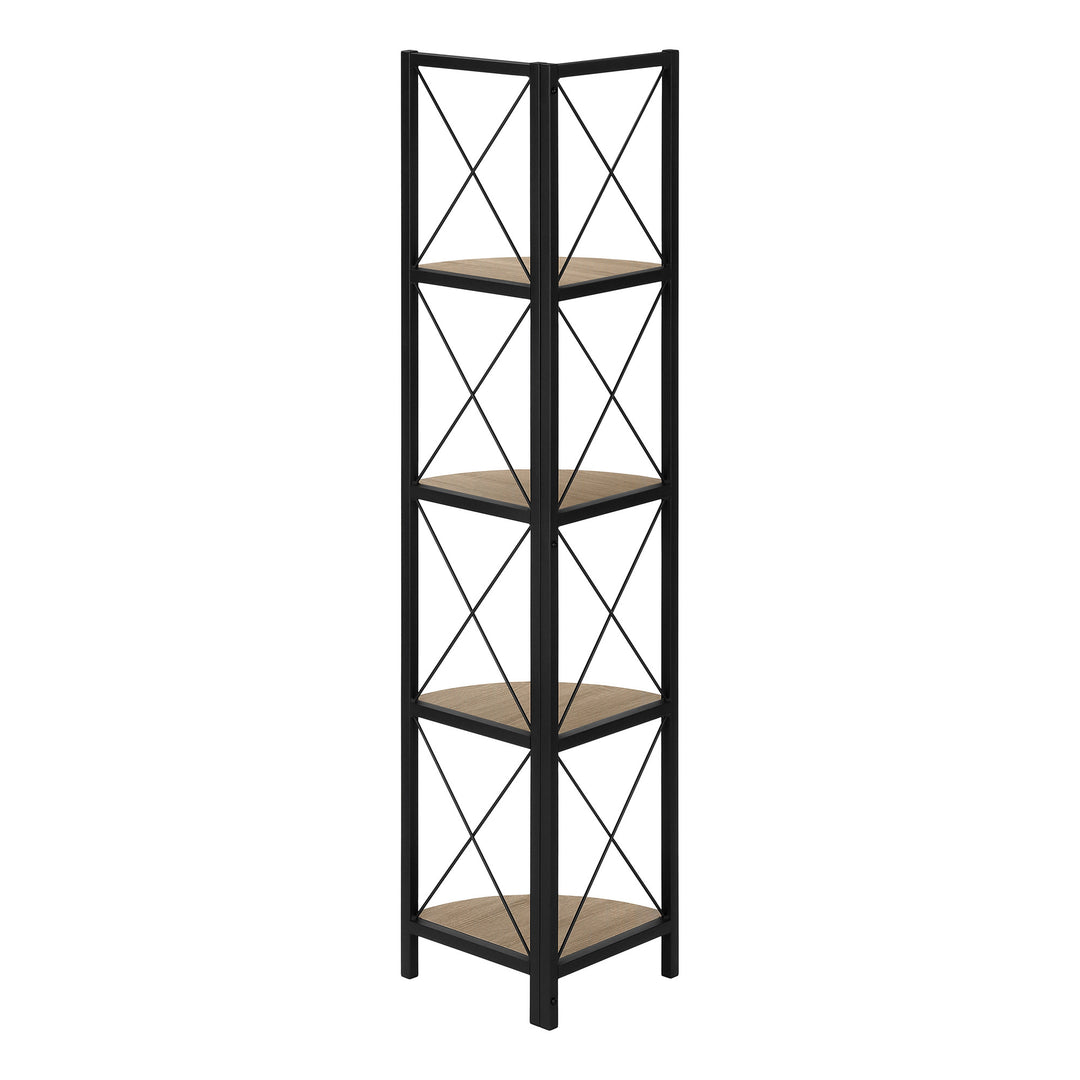 59" Taupe Metal Corner Bookcase