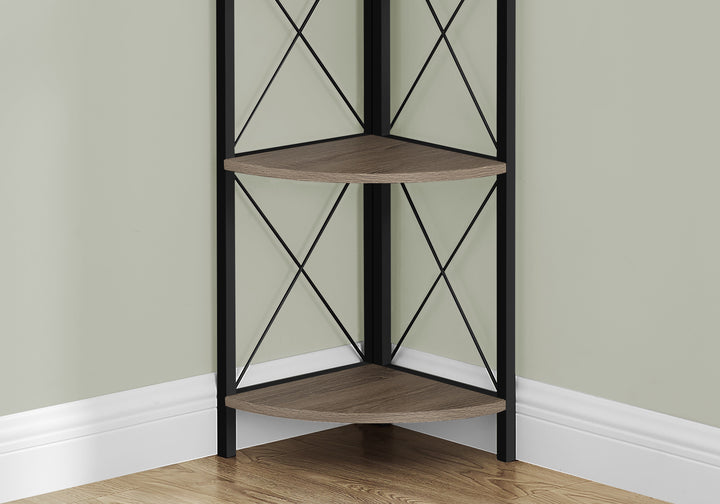 59" Taupe Metal Corner Bookcase