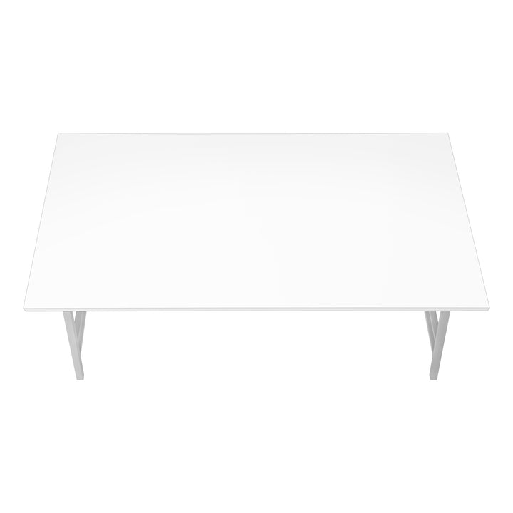 40" White And Silver Metal Coffee Table