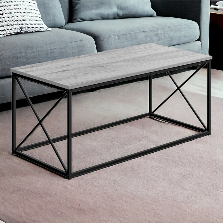 41" Gray And Black Metal Coffee Table