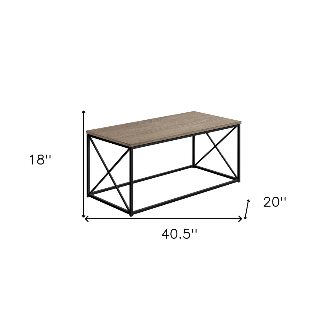 41" Taupe And Black Metal Coffee Table