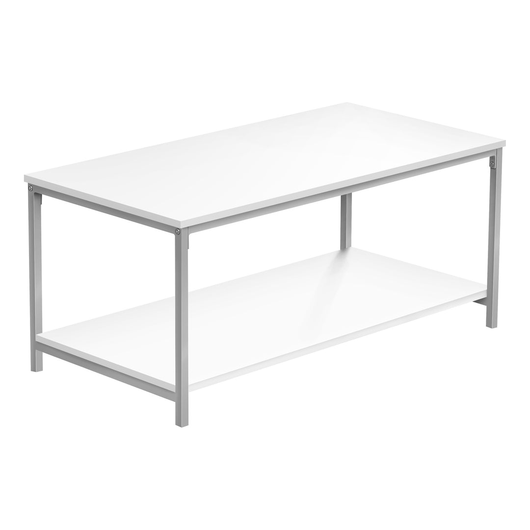 40" White And Silver Metal Coffee Table